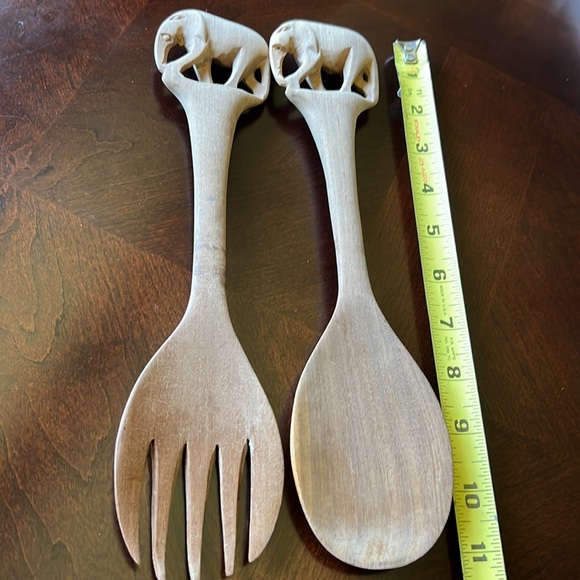 Salad servers Wooden carved Elephant design - Picture 6 of 14